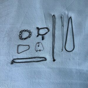 Silver Jewelry Set - Necklace, Bracelets, and Chains